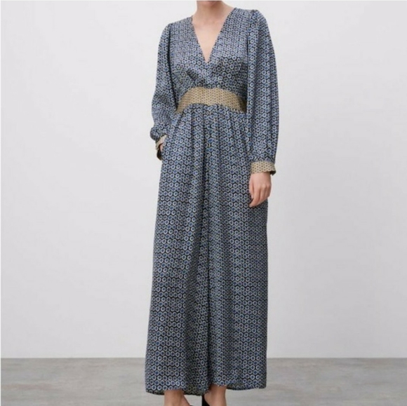 💫 SOLD 💫 ZARA: Kimono Boho Satin Jumpsuit. NWOT - Picture 2 of 7